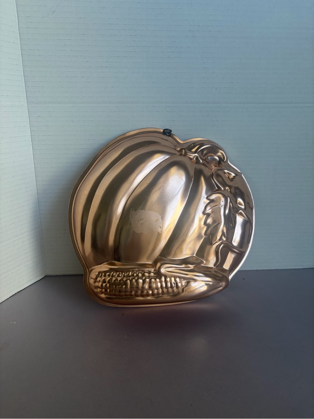 Vintage Copper Pumpkin and Corn Mold Wall Hanging-Cornbread Mold Harvest Autumn